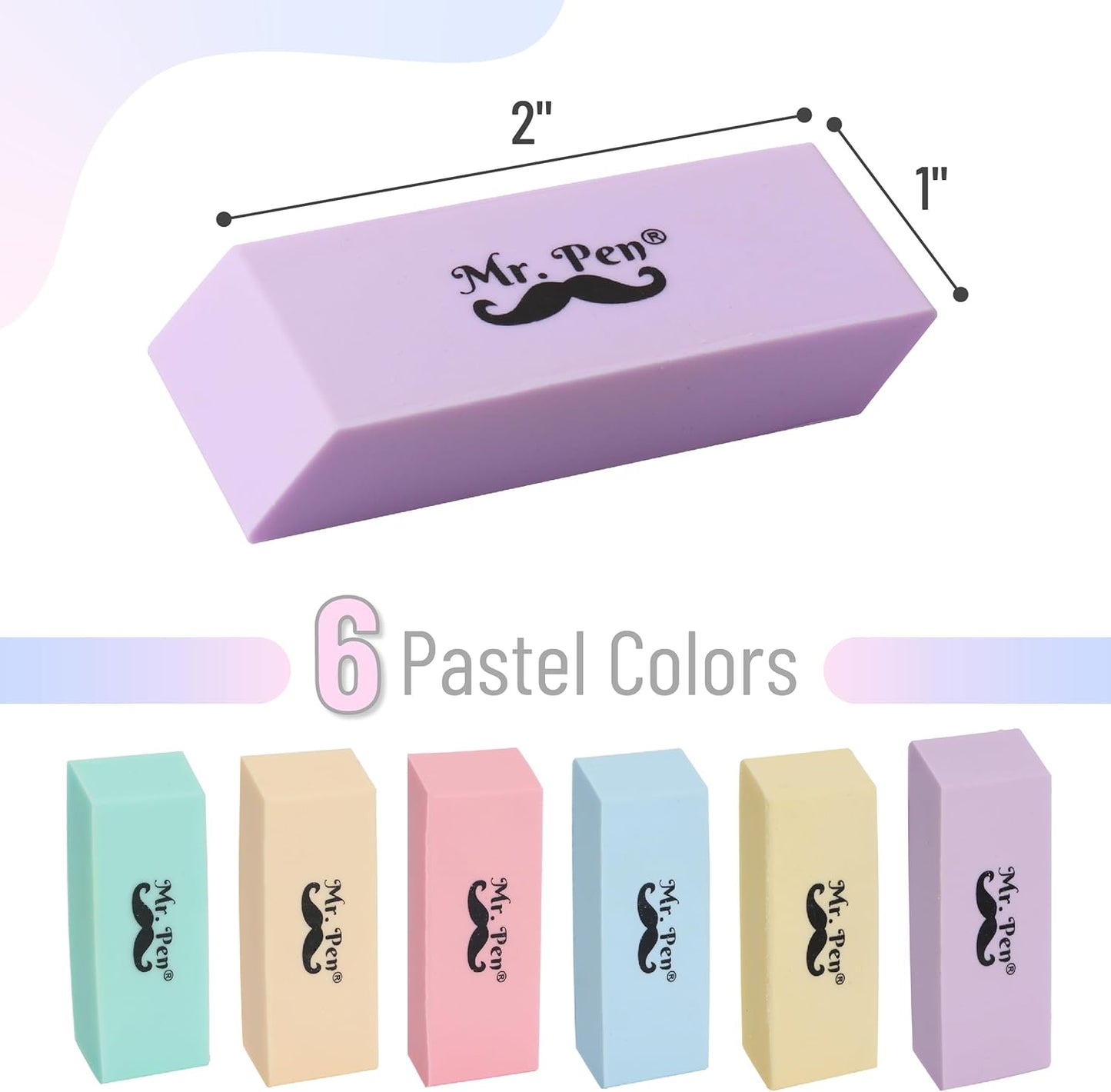 Erasers, 24 Pack, Pastel Colors Pencil Eraser, Erasers for Pencils, Mr Pen Erasers, Erasers for School, Large Eraser, Block Erasers for School, Rubber Eraser, Large Erasers for School