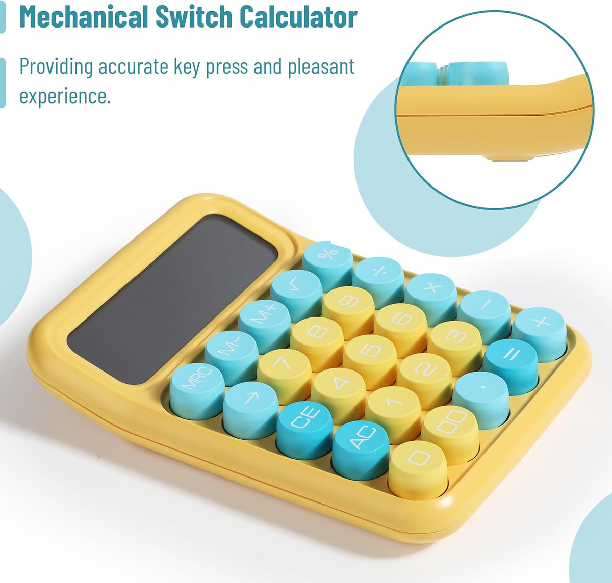 Mr. Pen- Mechanical Switch Calculator, 12Digits, Large LCD Display, Sunlit Shades, Calculator Big Buttons, Mechanical Calculator