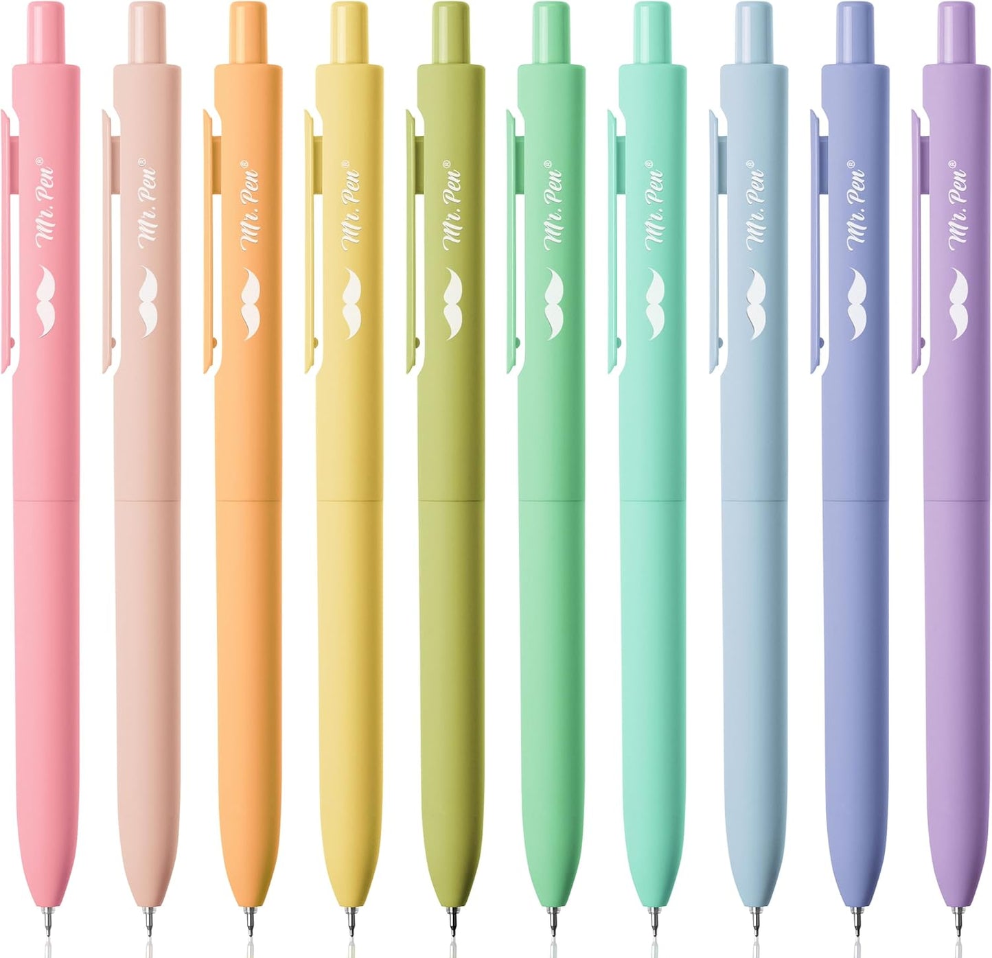 Retractable Gel Pens, 10 Pack, Colorful Ink Gel Pens, Pastel Barrels, Gel Pens Fine Point 0.5mm, Retractable Pens, Cute Pens, Gel Ink Pens, Aesthetic Pens for Journaling Fine Tip Pens