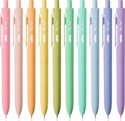 Retractable Gel Pens, 10 Pack, Colorful Ink Gel Pens, Pastel Barrels, Gel Pens Fine Point 0.5mm, Retractable Pens, Cute Pens, Gel Ink Pens, Aesthetic Pens for Journaling Fine Tip Pens