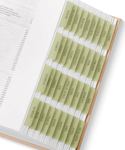 Mr. Pen- Laminated Bible Tabs, 75 pcs, Translucent Olive Green, Easy-to-Read & Apply, Tear Resistant Index Tabs for Women and Men
