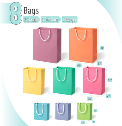 Mr. Pen- Paper Gift Bags with Handles, Assorted Sizes, 8 Pack
