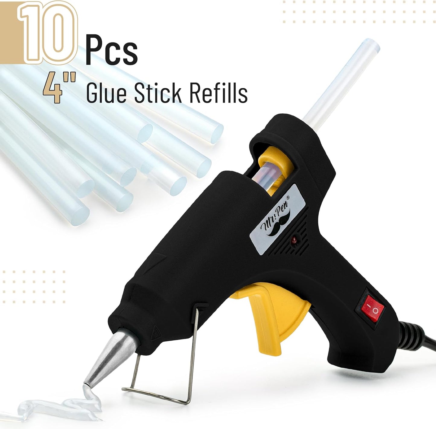 Mr. Pen- Hot Glue Gun Kit, 20W, Black & Yellow, Glue Gun with 10 Glue Sticks