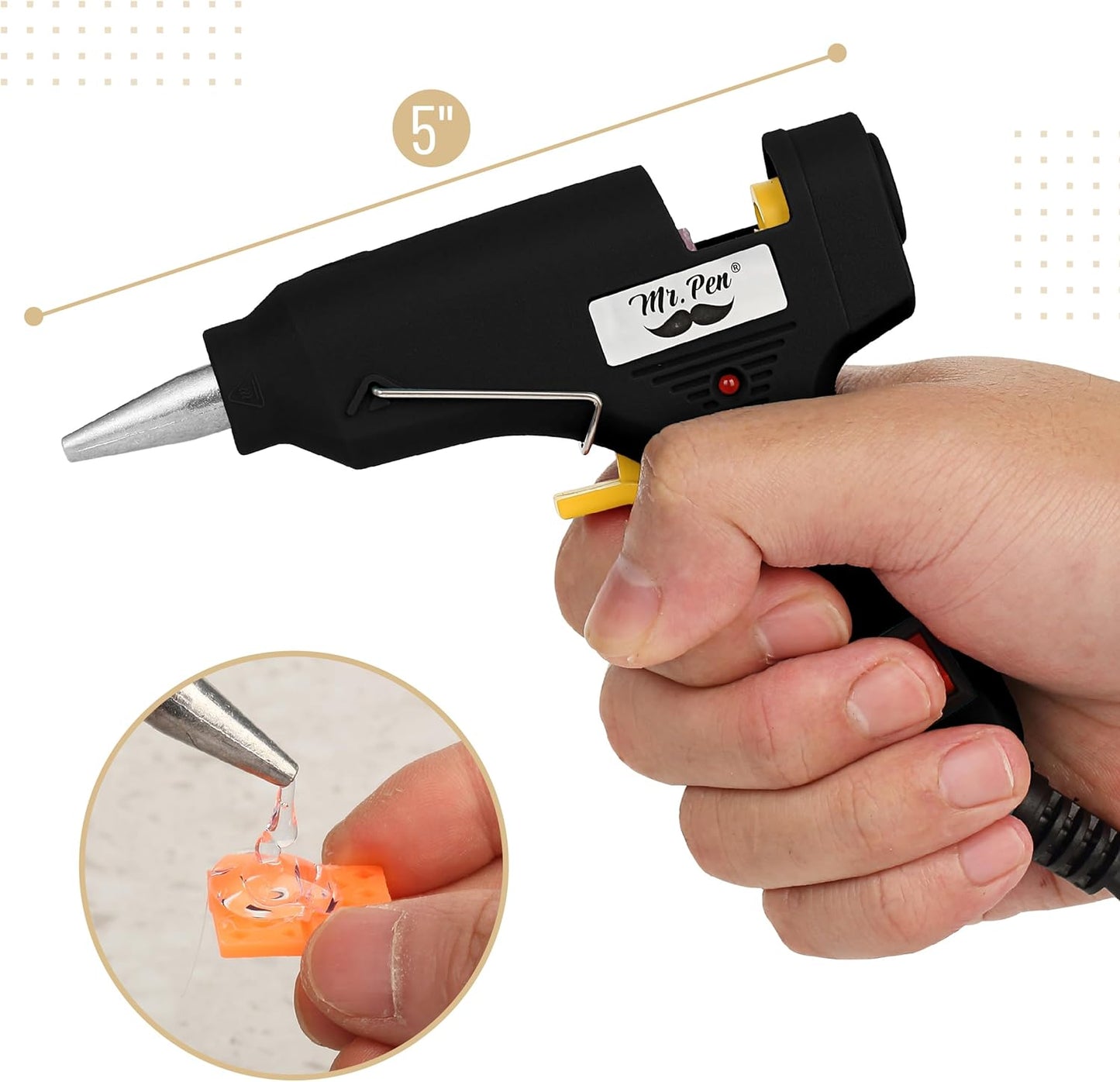 Mr. Pen- Hot Glue Gun Kit, 20W, Black & Yellow, Glue Gun with 10 Glue Sticks