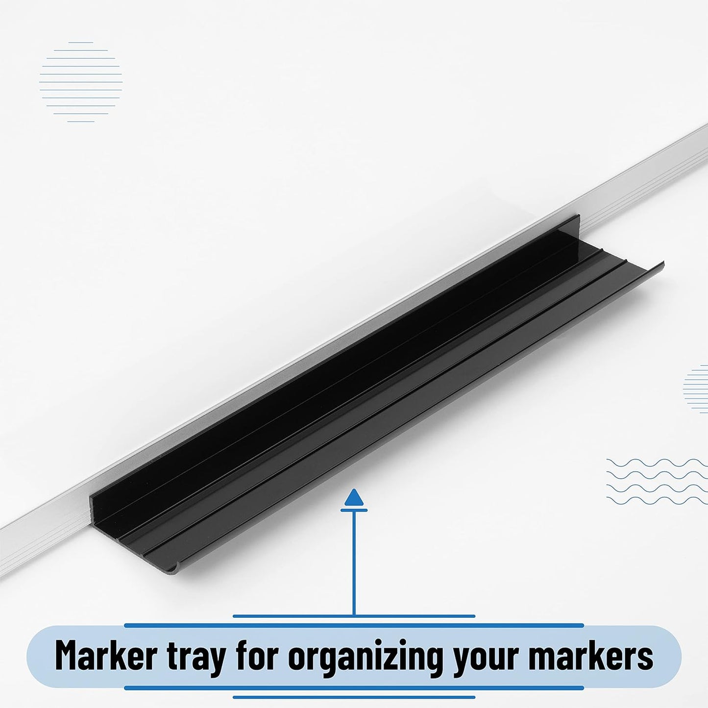 Magnetic Dry Erase Board for Wall, 24" x 48", Tray