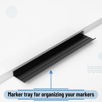 Magnetic Dry Erase Board for Wall, 24" x 48", Tray