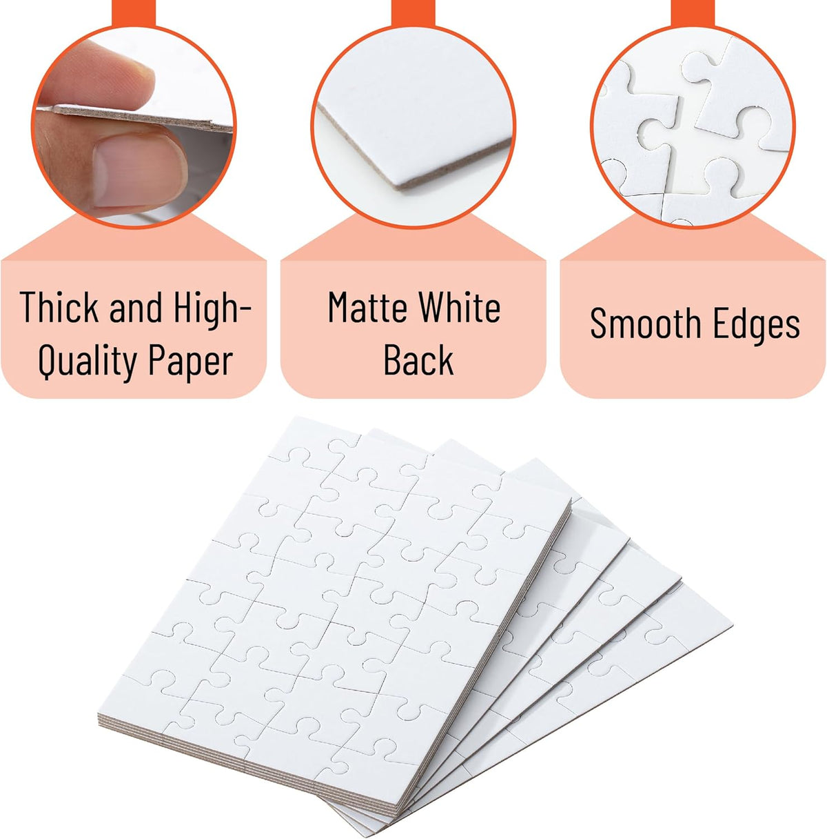 Mr. Pen- Blank Puzzle, 10 Pack, 28 Pieces/Pack, 5.5" x 8.1", White Puzzle