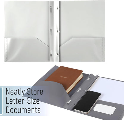 Mr. Pen- Plastic Folders with Pockets and Prongs, 5 Pack, Letter Size, Flexible Plastic Folders with Prongs
