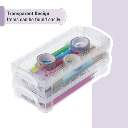 Mr. Pen- Clear Pencil Boxes, 6 Pack, Snap-Tight Lid, Crayon Box, Plastic
