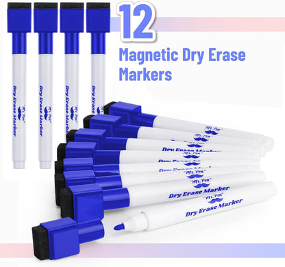 Mr. Pen- Magnetic Dry Erase Markers, 12 Pack, Blue Dry Erase Markers Fine Tip