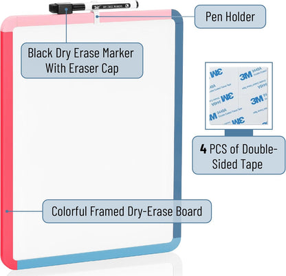 Dry Erase Board, 14" x 11", Colorful Frame, Marker Included