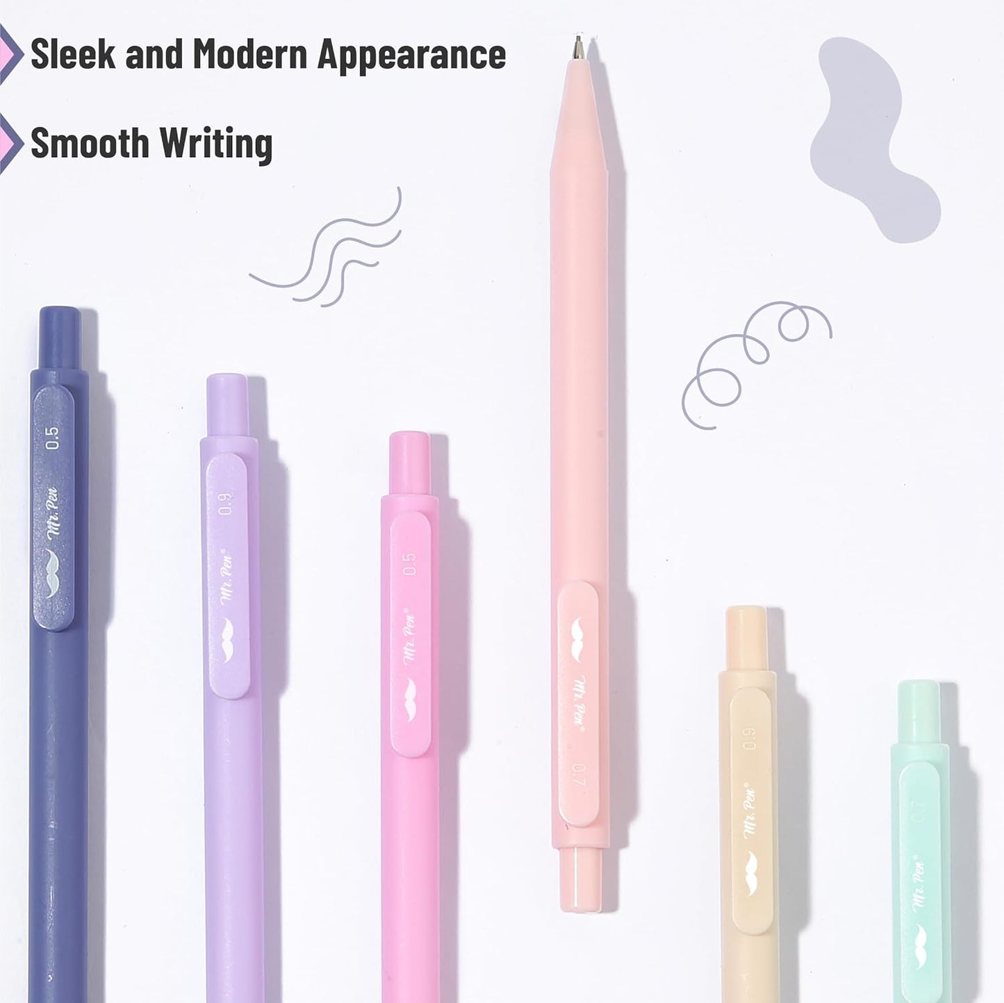 Mr. Pen- Pastel Mechanical Pencil Set with Lead Refills & Erasers, 6 Pack, 3 Sizes, 0.5 0.7 & 0.9mm, Aesthetic Mechanical Pencils Set