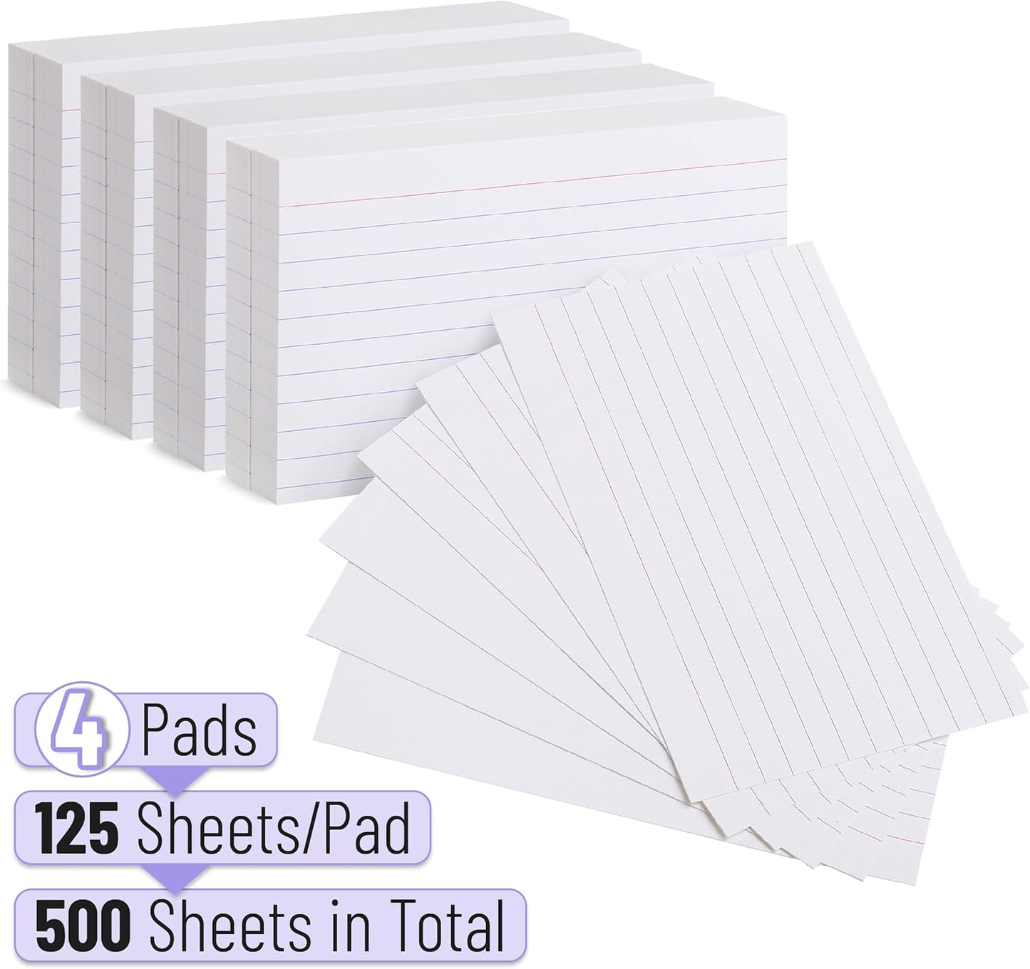 Mr. Pen- Lined Index Cards, 3" x 5", 500 Cards, White, Index Cards 3x5 index cards, notecards 3x5 Lined