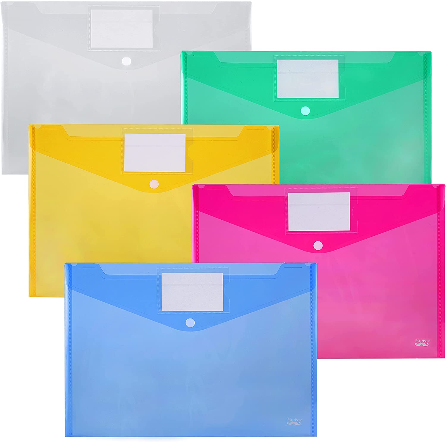 Plastic Envelopes, 10 Pack, A4, Letter Size, Assorted Colors, Plastic ...