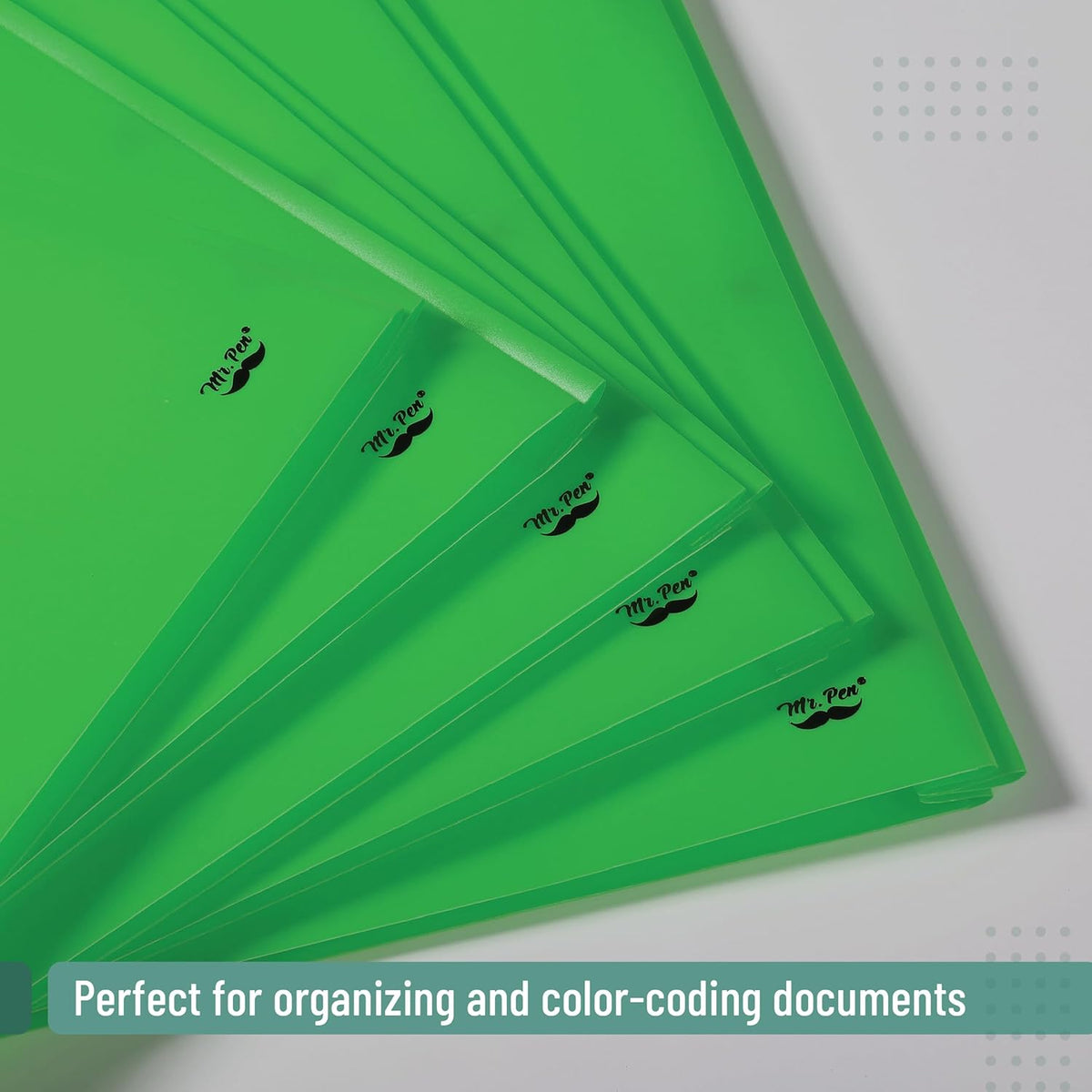 Mr. Pen- Plastic Folders with Pockets and Prongs, 48 Pack, Letter Size, Green
