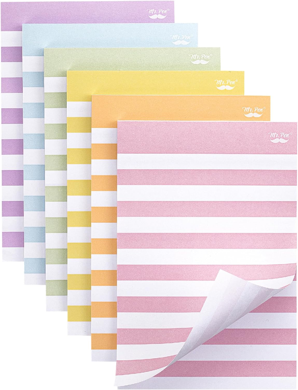 Lined Sticky Notes 4x6, 6 Pads, 45 Sheet/Pads, Assorted Colors, Sticky Notes with Lines, Sticky Note Pads, Sticky Pads, Sticky Notes Lined, Colorful Sticky Notes, Mr Pen Sticky Notes