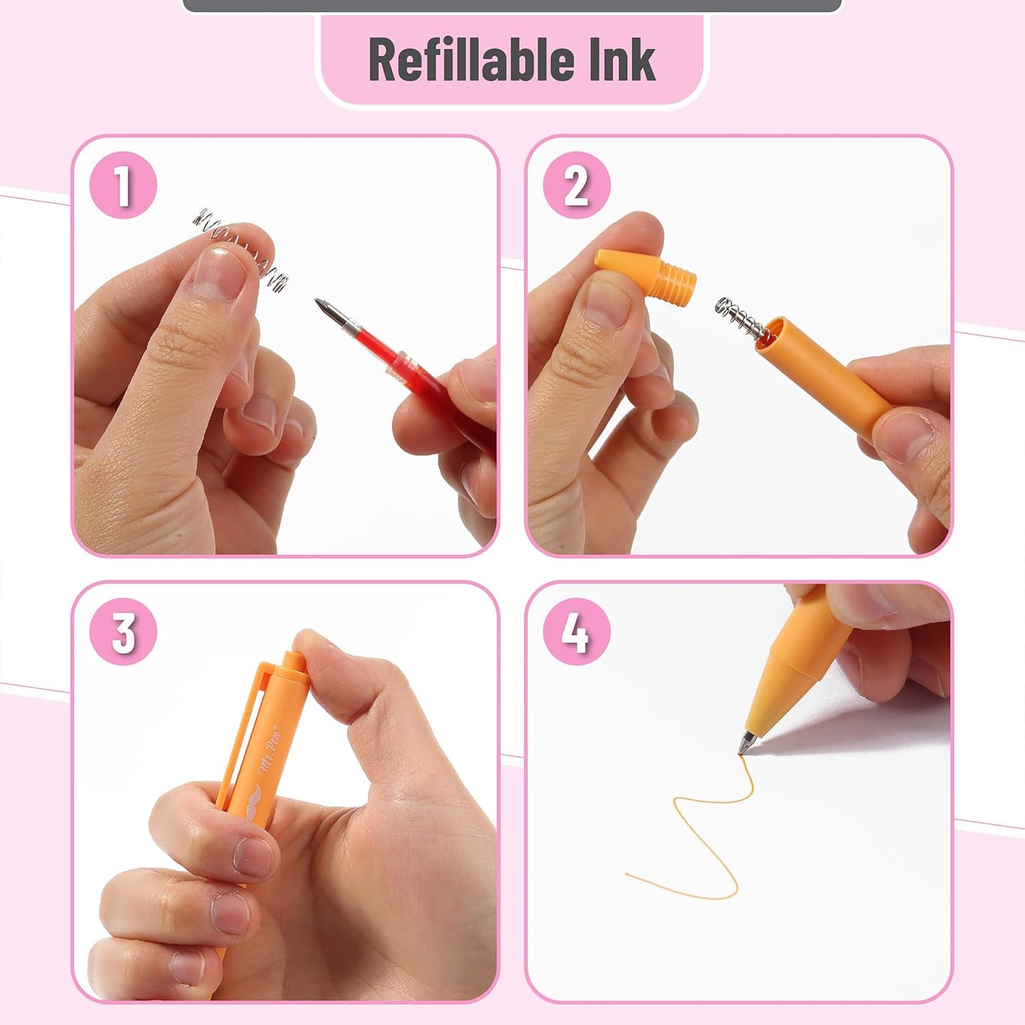 Mr. Pen- Retractable Gel Pens, 12 Pack, Bright Color Ink Gel Pens, Gel Pens Fine Point, Retractable Pens, Cute Pens, Gel Ink Pens