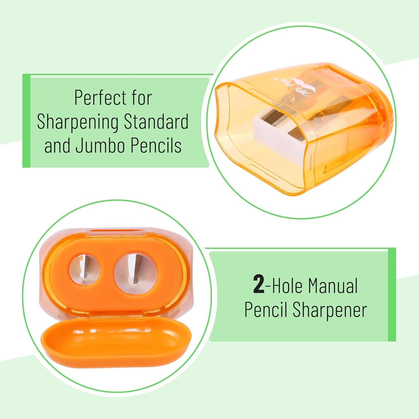 Mr. Pen- Pencil Sharpeners Manual, 12 Pack, Dual Hole, Colorful Pencil Sharpeners Handheld Pencil Sharpener