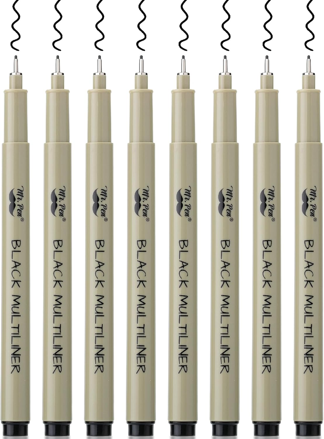 Artist Fineliner Pens, Black, 0.45mm Tip, 8 Pack