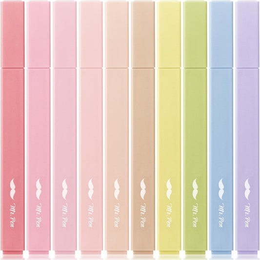 Mr. Pen- Aesthetic Highlighters, 10 pcs, Colorful, Chisel Tip, Cute Highlighters Assorted Colors, Bible Highlighters and Pens No Bleed