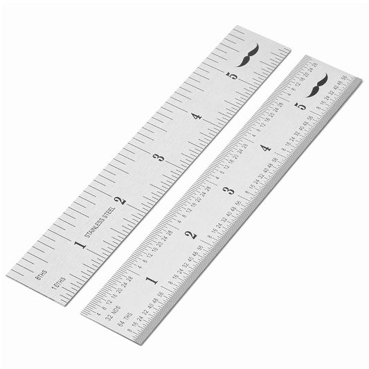 Metal Machinist Ruler 6 Inch, 2 Pack, Stainless Steel