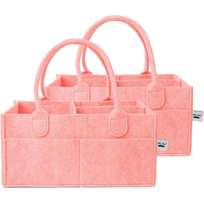 Mr. Pen- Baby Diaper Caddy Organizer, 2 Pack, Pink, Baby Caddy Organizer with Handle, Compact Size, Collapsible & Portable