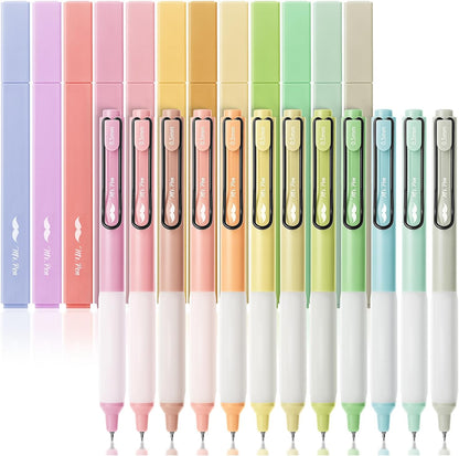 Aesthetic Highlighters and Gel Pens, 24 Pack, Assorted Color Bible Highlighters No Bleed, Black Ink Gel Pens, Highlighter Pens, No Bleed Highlighters for Bibles, Gel Pens