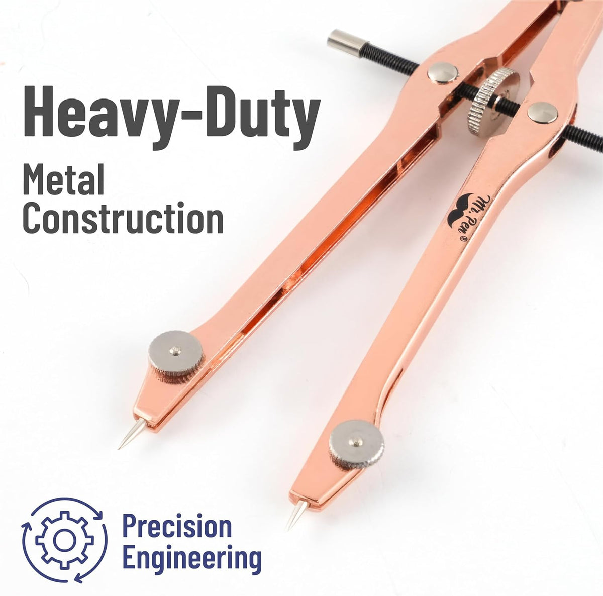 Mr. Pen- Geometry Set, 15 pcs, Rose Gold & Pink, 6 Inch Swing Arm Protractor, Divider