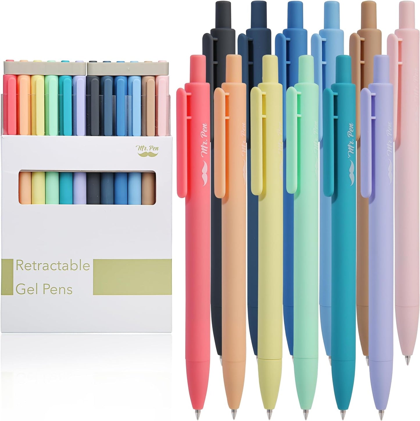 Retractable Gel Pens, 12 Pack, Black Ink Gel Pens, Pastel Barrels, Gel Pens Fine Point 0.7mm, Retractable Pens, Cute Pens, Gel Ink Pens, Aesthetic Pens for Journaling Fine Tip Pens