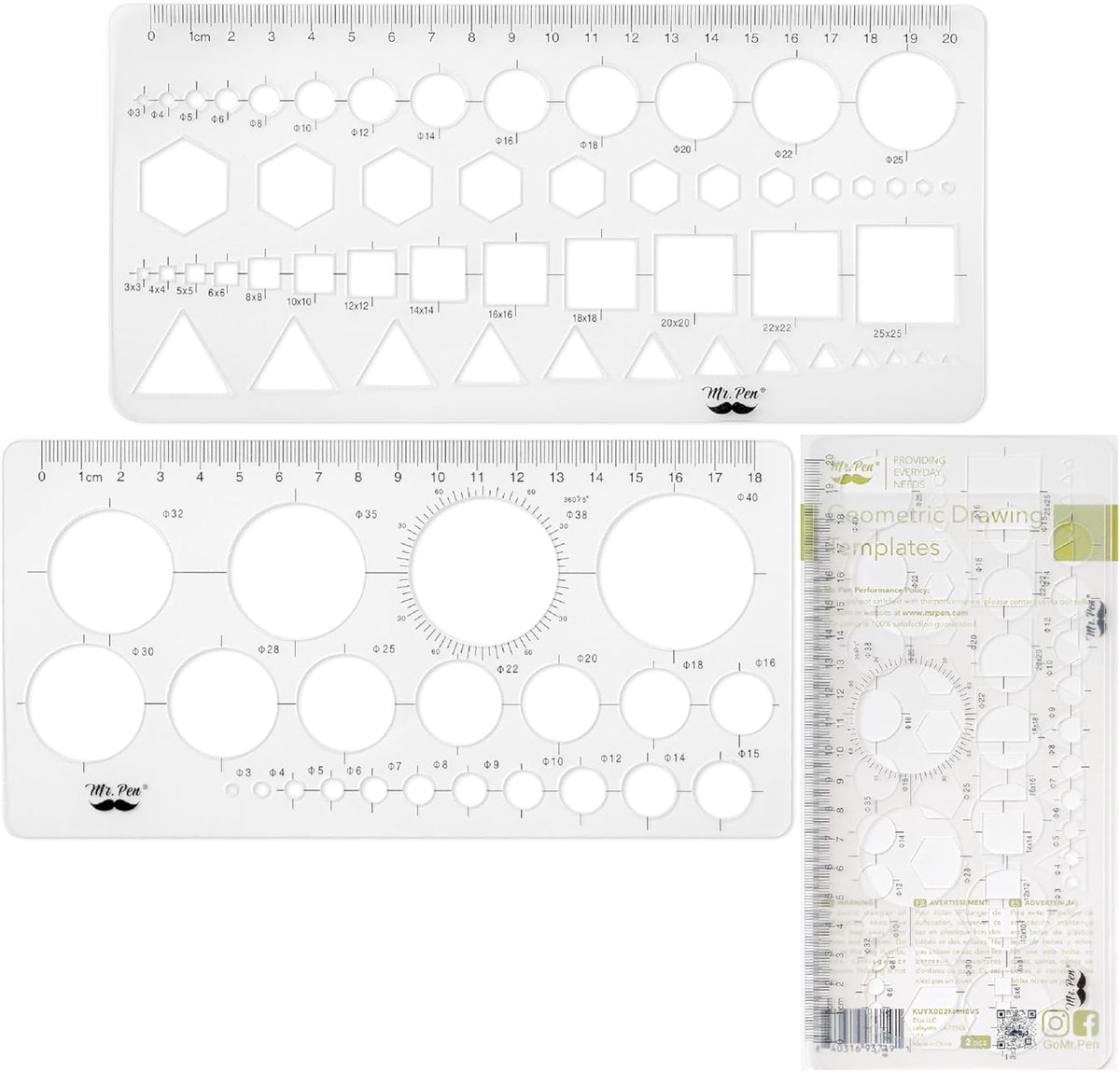 Mr. Pen- Circle Template, 2 pcs, Circle Stencil, Circle Template for Drawing Stencils, Shape Stencils