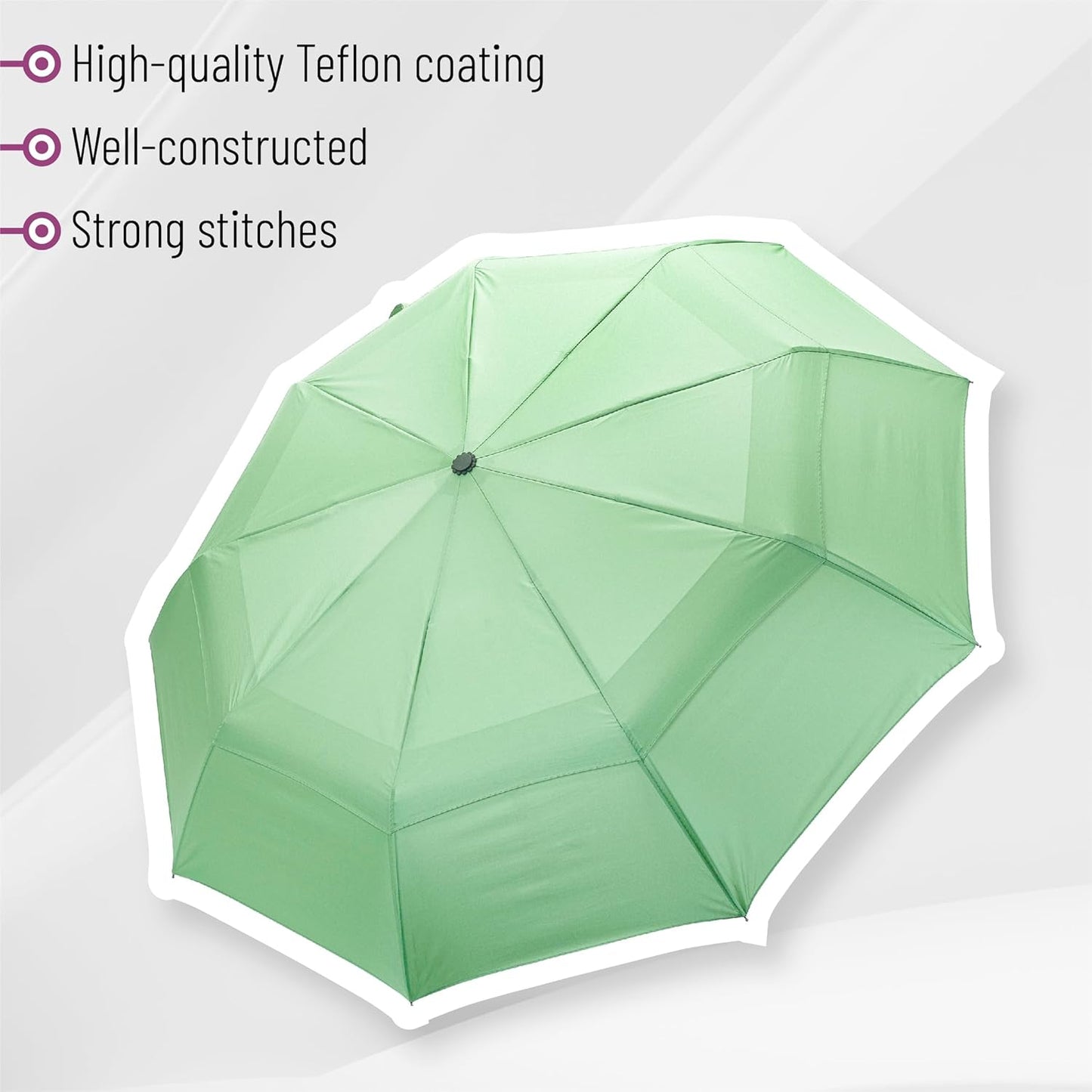 Mr. Pen- Windproof Travel Umbrella, Light Green, Automatic Umbrellas for Rain, Compact Umbrella, Travel Umbrella Compact