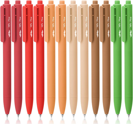 Mr. Pen- Retractable Gel Pens, 12 Pack, Black Ink, Old Mill Color Barrel Gel Pens, Gel Pens Fine Point 0.5mm, Retractable Pens