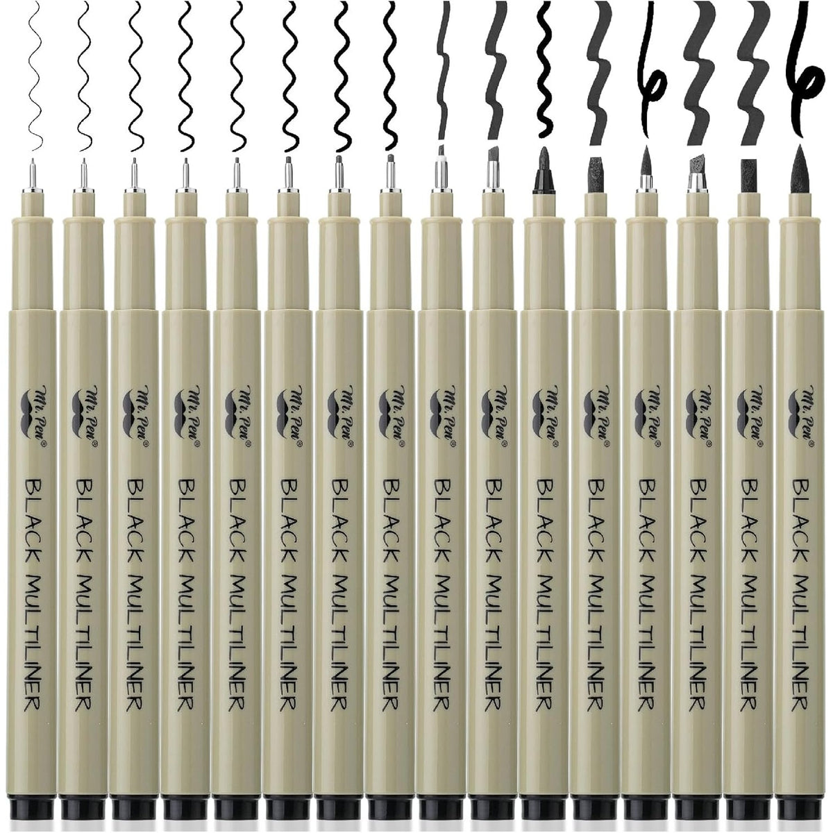 Mr. Pen- Drawing Pens for Artists, 16 Sizes, Black Multiliner