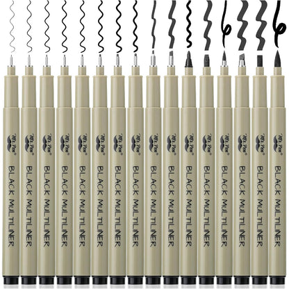 Mr. Pen- Drawing Pens for Artists, 16 Sizes, Black Multiliner