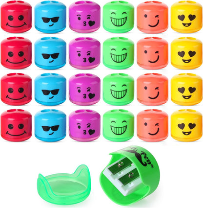 Mr. Pen- Pencil Sharpener for Colored Pencils, 24 Pack, 2 Hole, Smiley Pencil Sharpeners Manual