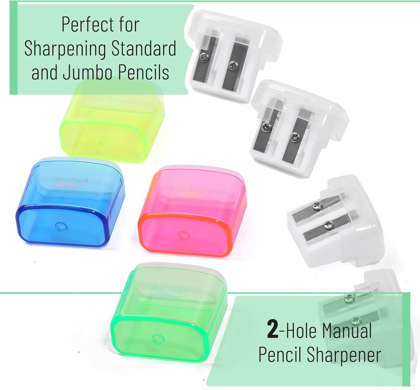 Mr. Pen- Pencil Sharpeners Manual, 24 Pack, Dual Hole, Colorful Pencil Sharpeners Handheld Pencil Sharpener,