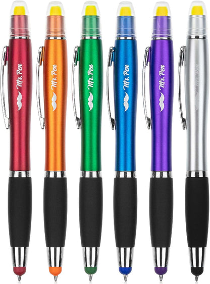 Mr. Pen- Bible Highlighter With Pen and Stylus for Touchscreens, 3 in 1, 6 pcs, Colorful Barrels