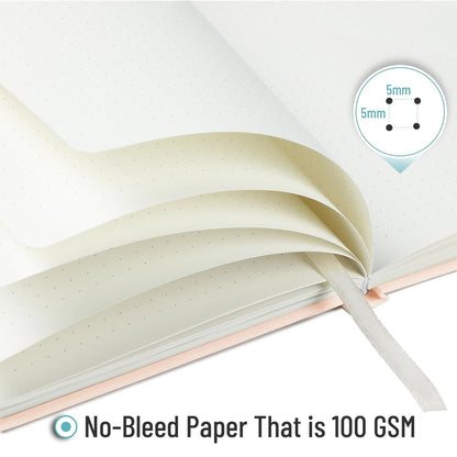 Customizable Dotted Journal Notebook, 5.7"x8.3", 160 Pages, Fabric Hardcover
