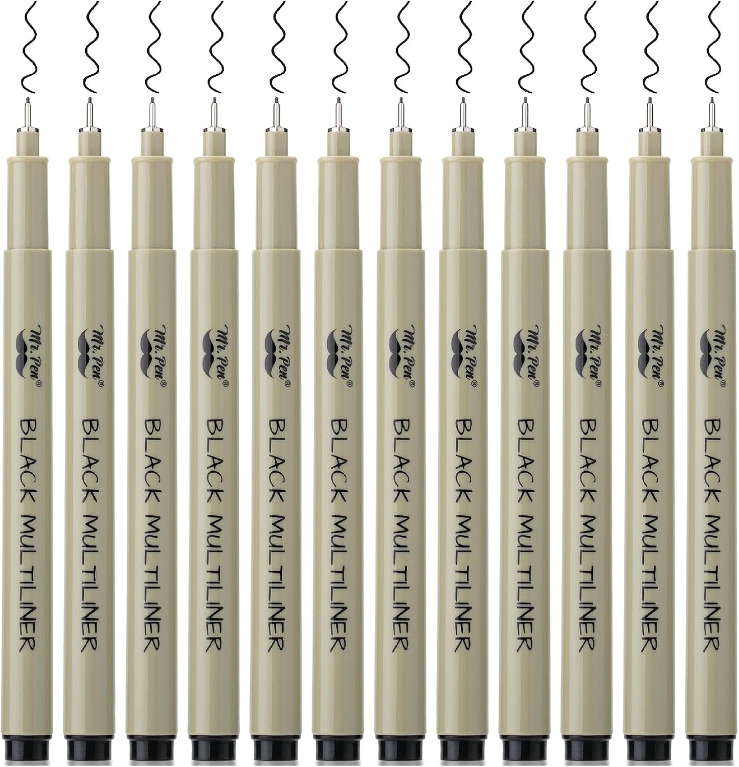 Black Fineliner Pens for Drawing, 0.3mm Tip, 12 Pack
