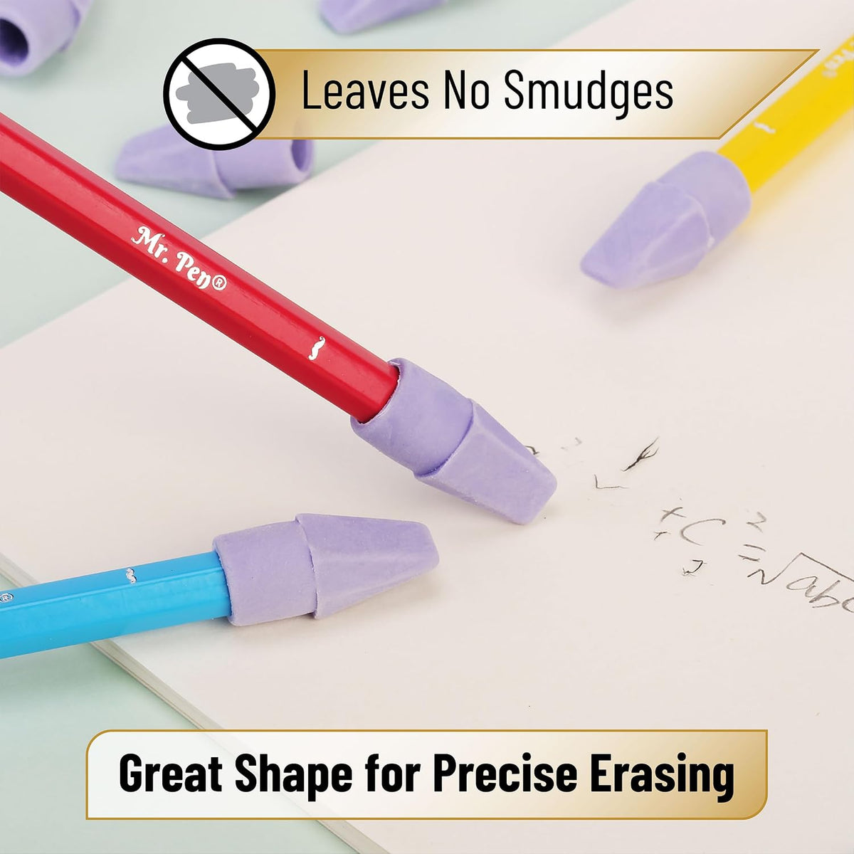 Mr. Pen- Pencil Top Erasers, 120 Pack, Latex-Free, No-Smudge