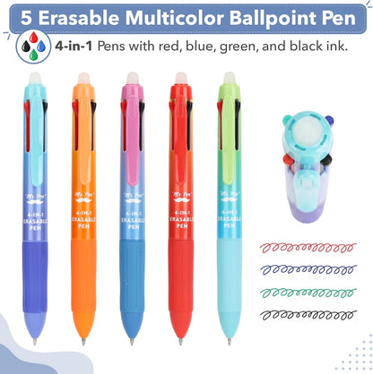 Mr. Pen- Erasable Multicolor Pen, 4-in-1, 5 Pack, Colorful Ink