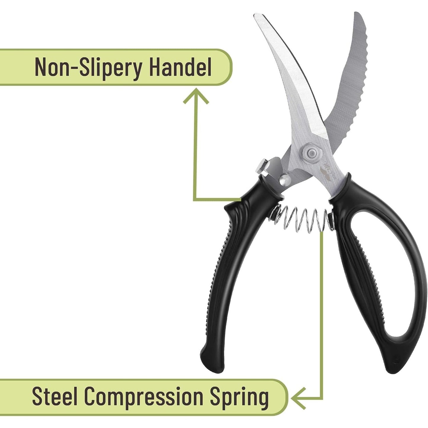 Heavy Duty Poultry Shears, Stainless Steel Meat Scissors, Lock