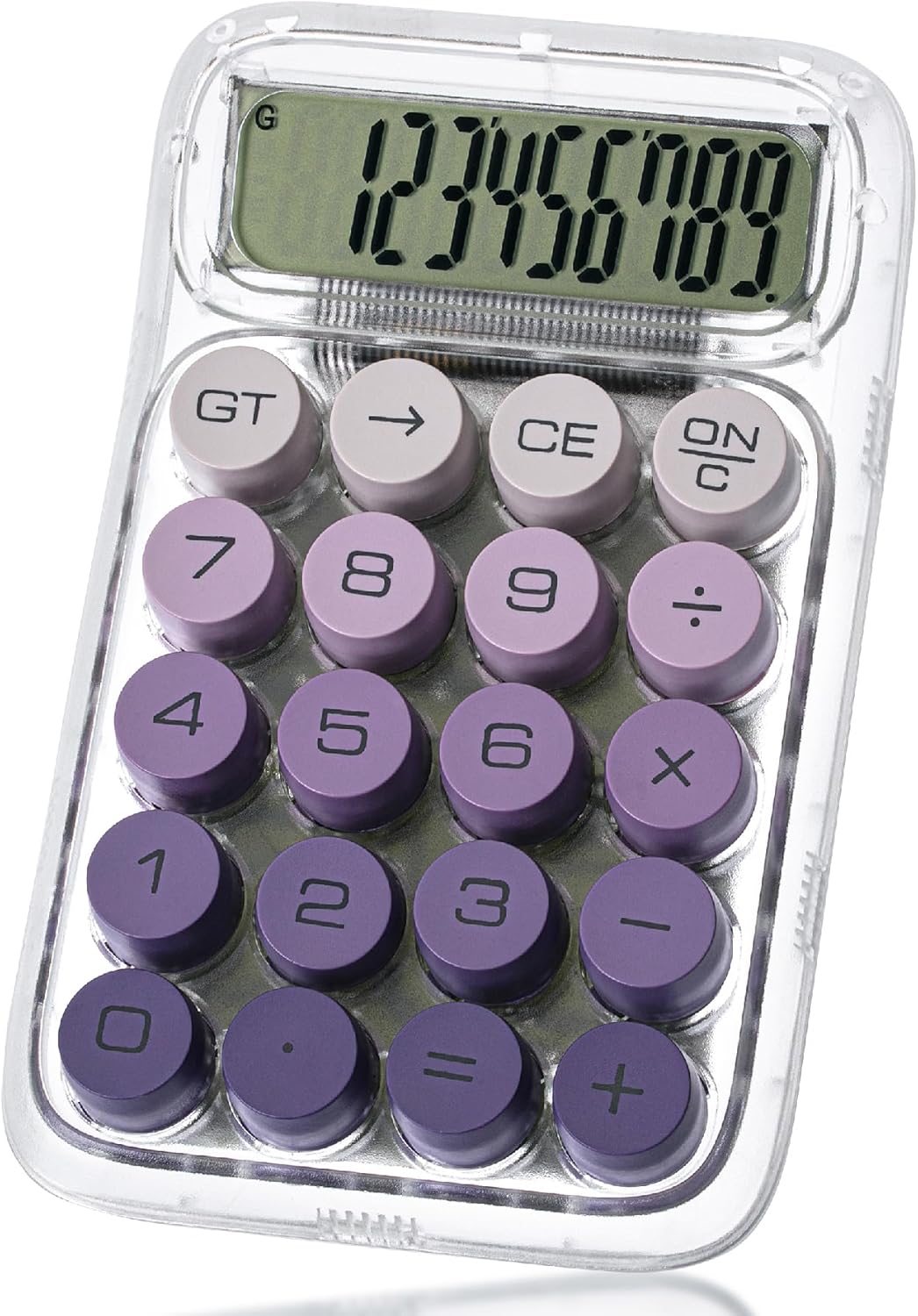 Mr. Pen- Mechanical Switch Calculator, 10 Digits, Purple Calculator, Transparent Body, Large LCD Display