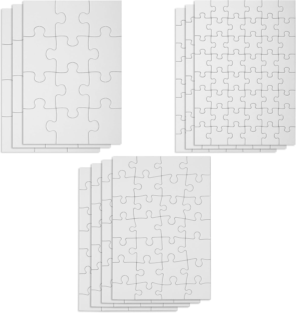 Mr. Pen- Blank Puzzle, 10 Sets, 12/28/48 Pieces/Pack, 8.2" x 5.6", White Puzzle, Blank Puzzles to Draw on