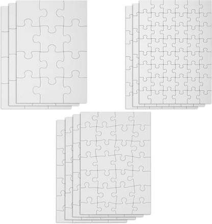 Mr. Pen- Blank Puzzle, 10 Sets, 12/28/48 Pieces/Pack, 8.2" x 5.6", White Puzzle, Blank Puzzles to Draw on