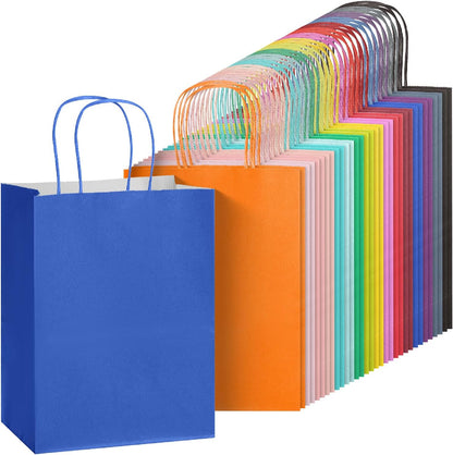Mr. Pen- Paper Gift Bags with Handles, 32 Pack, 7.6" x 4.7" x 10.6", Colorful