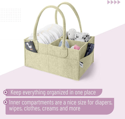 Mr. Pen- Baby Diaper Caddy Organizer, Olive Calm, Baby Caddy Organizer with Handle, Compact Size, Collapsible & Portable