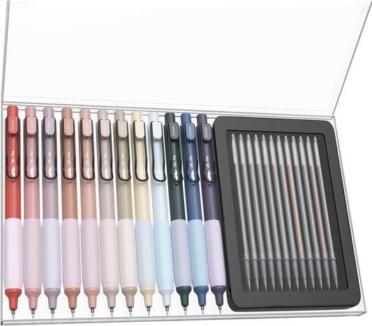 Mr. Pen- Retractable Gel Pens with Case, 12 Pack, Colorful Ink, 12 Refills, Gel Pens Fine Point 0.5mm