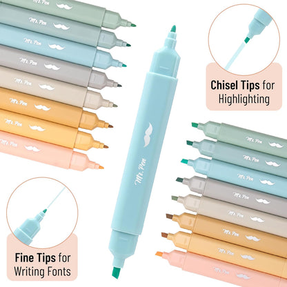 Mr. Pen- Aesthetic Dual Tip Bible Highlighters, No Bleed Through Assorted Color, 8pcs, Cute Highlighter Dual Tip for Journaling Supplies and School Accessories