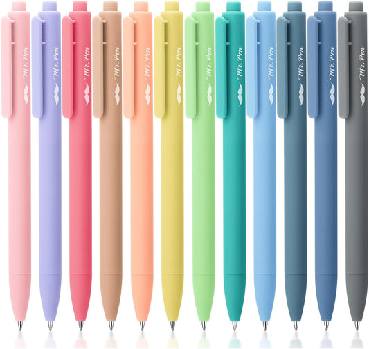 Mr. Pen- Retractable Gel Pens, 12 Pack, Blue Ink, Celestial Color Barrels Gel Pens, Gel Pens Fine Point 0.5mm